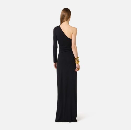 Red Carpet dress in crêpe fabric with jewel detail