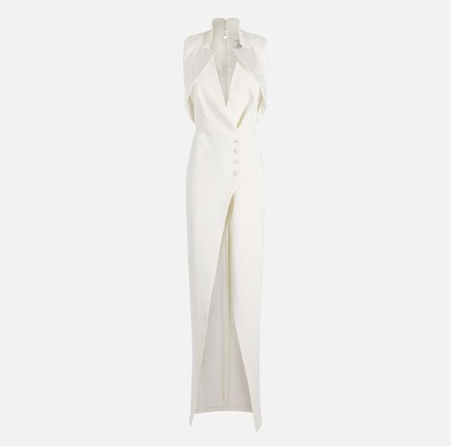 Red Carpet dress in lightweight crêpe fabric with satin lapels