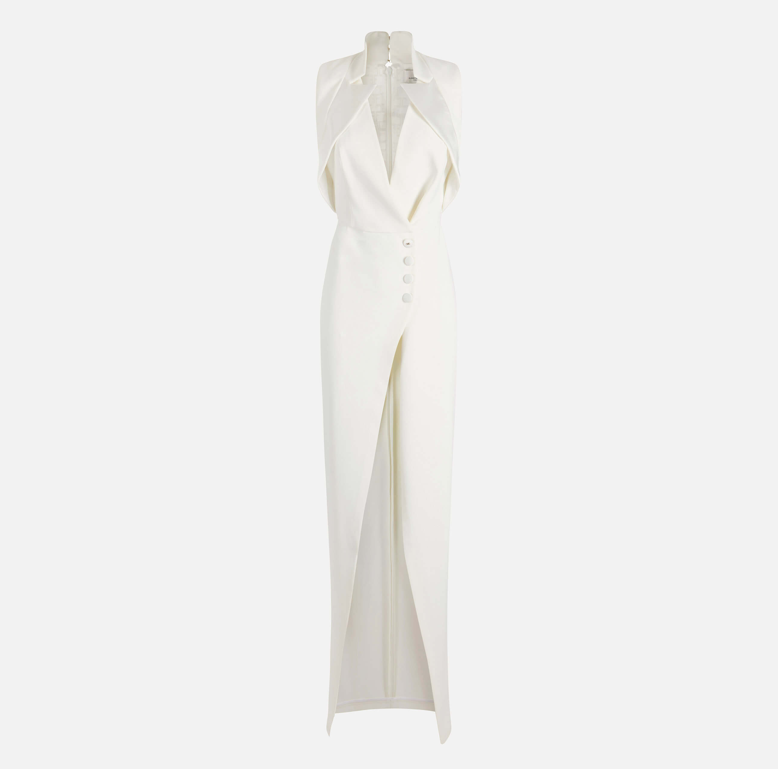 Red Carpet dress in lightweight crêpe fabric with satin lapels