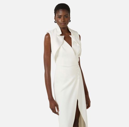 Red Carpet dress in lightweight crêpe fabric with satin lapels