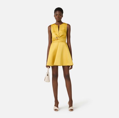 Duchess satin dress with jewel detail
