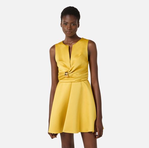 Duchess satin dress with jewel detail
