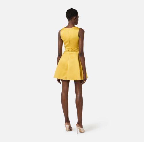 Duchess satin dress with jewel detail