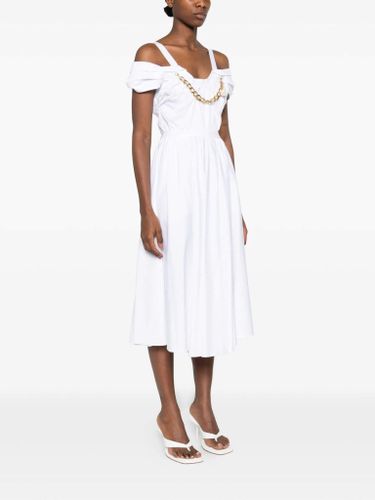 Stretch cotton dress with jewel chain