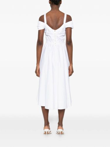 Stretch cotton dress with jewel chain