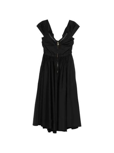 Stretch cotton dress with jewel chain