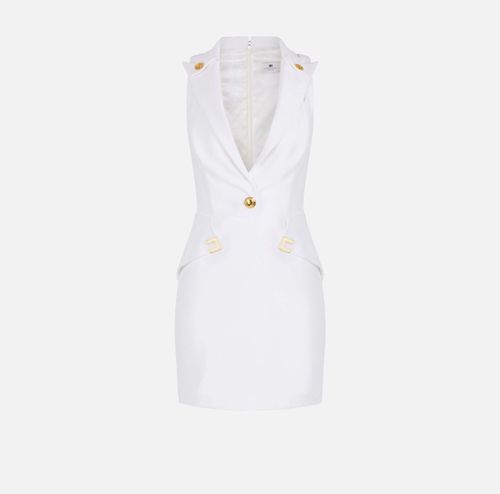 Mini dress in double layer stretch crêpe fabric with logo details