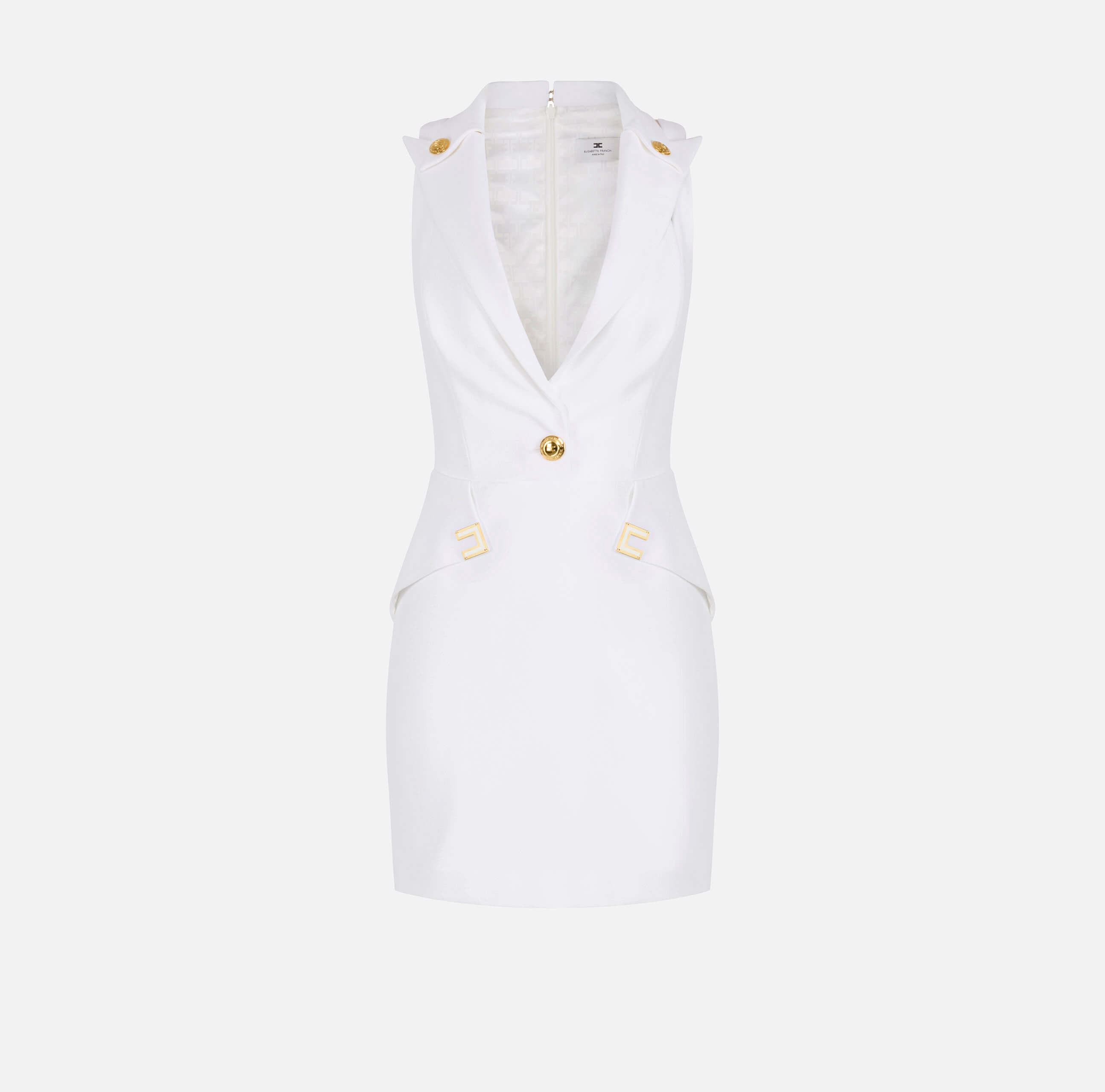 Mini dress in double layer stretch crêpe fabric with logo details