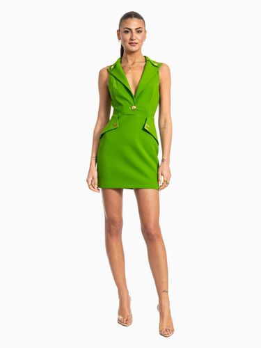 Mini dress in double layer stretch crêpe fabric with logo details