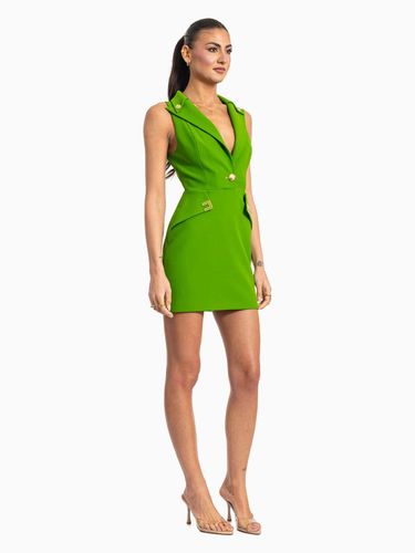Mini dress in double layer stretch crêpe fabric with logo details
