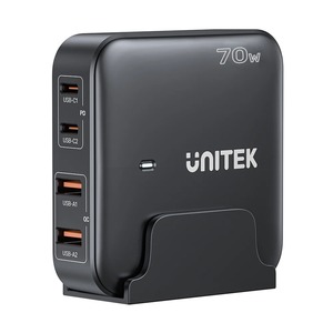 עמדת טעינה שולחנית 4 יציאות 70W בטכנולוגיית Unitek GaN