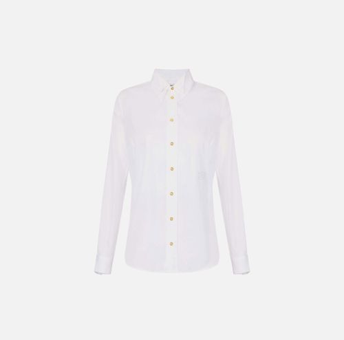 Cotton shirt with double collar and embroidery