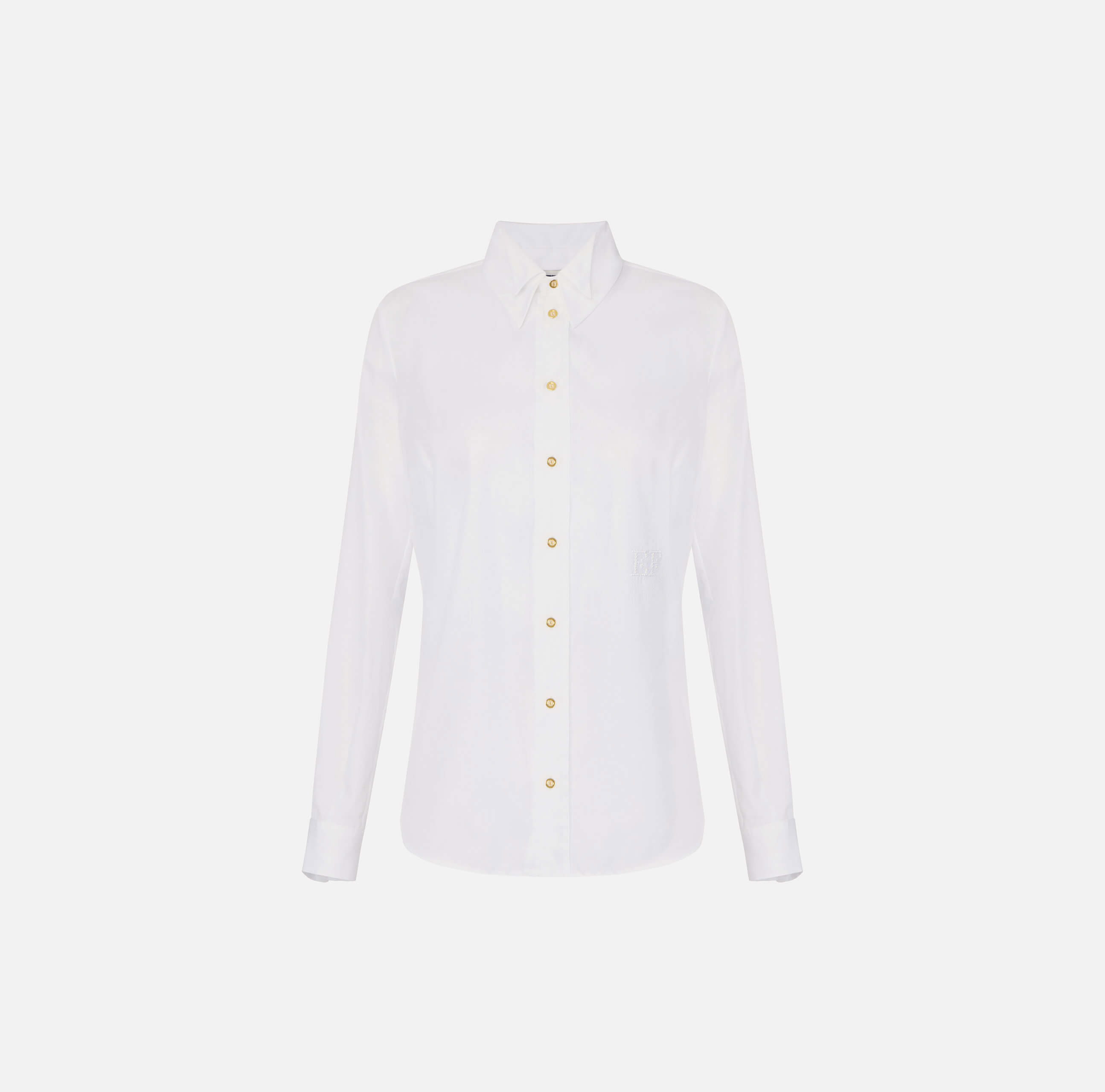 Cotton shirt with double collar and embroidery