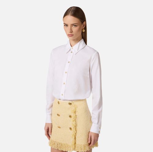 Cotton shirt with double collar and embroidery