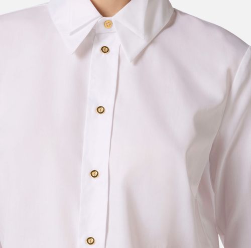 Cotton shirt with double collar and embroidery