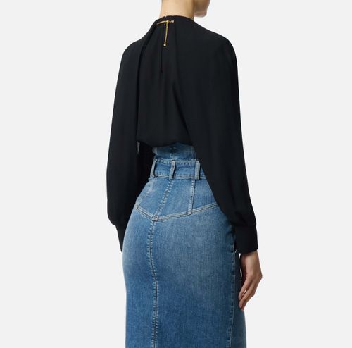 Blouse in viscose georgette fabric with jewel detail
