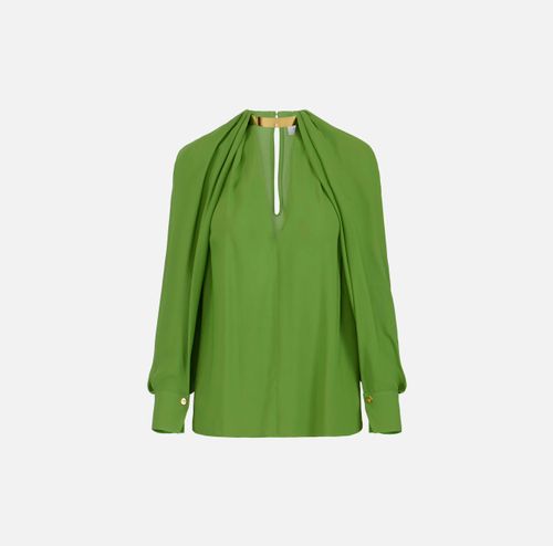 Blouse in viscose georgette fabric with jewel detail