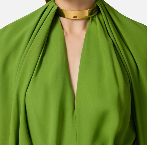 Blouse in viscose georgette fabric with jewel detail