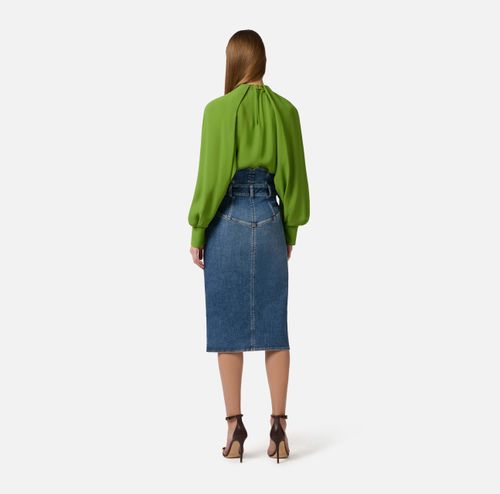 Blouse in viscose georgette fabric with jewel detail