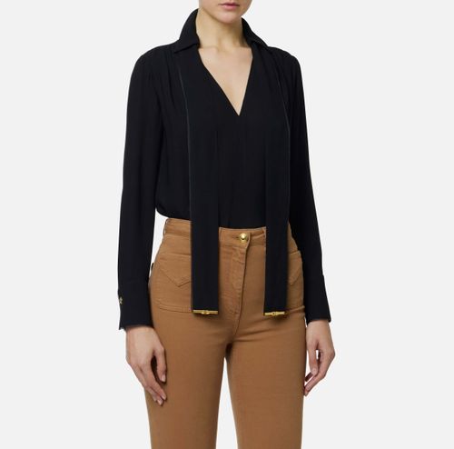 Blouse in viscose georgette fabric with sash belt