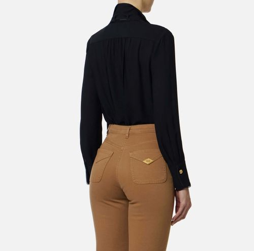 Blouse in viscose georgette fabric with sash belt