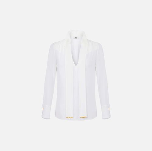 Blouse in viscose georgette fabric with sash belt
