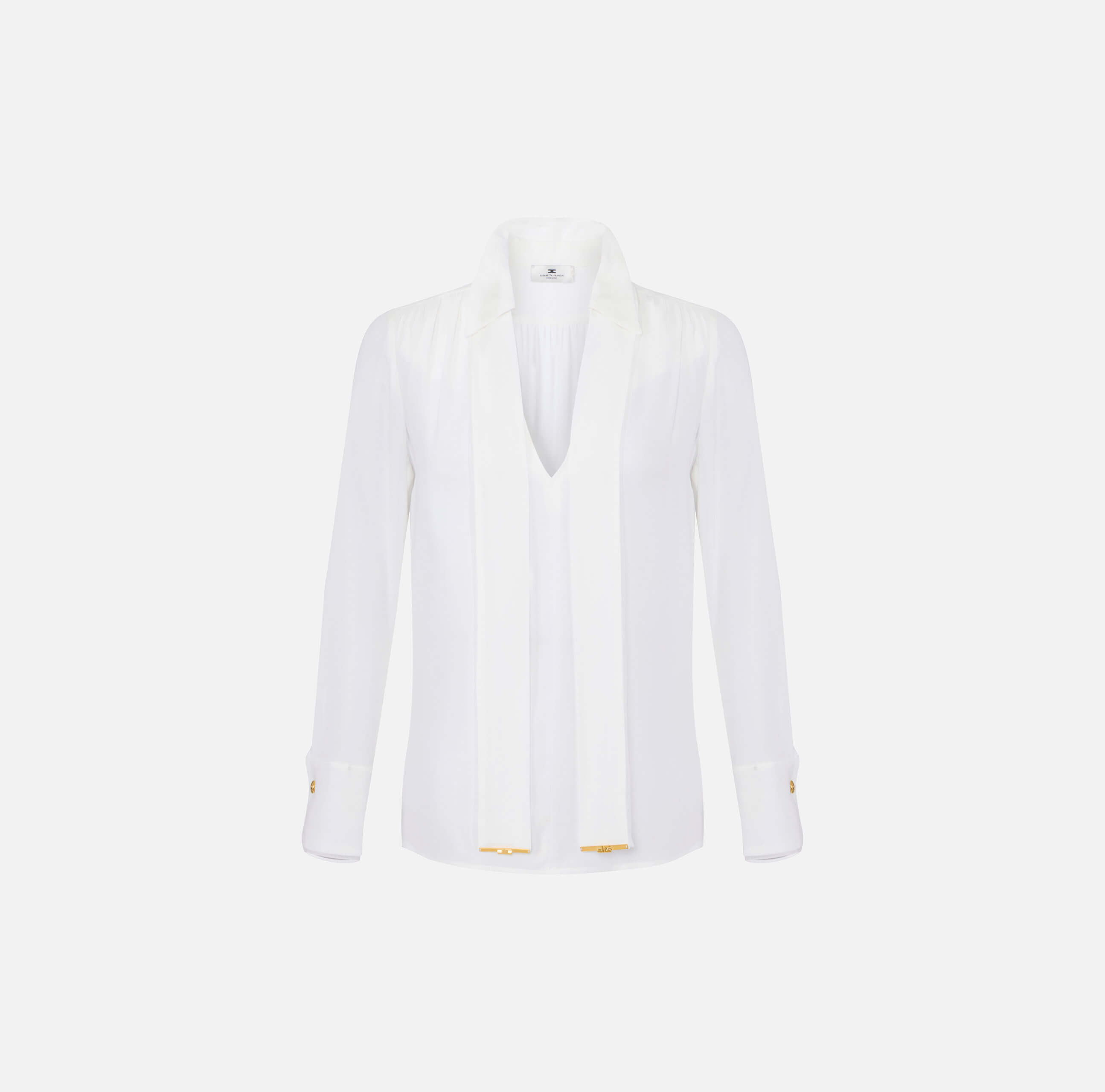 Blouse in viscose georgette fabric with sash belt