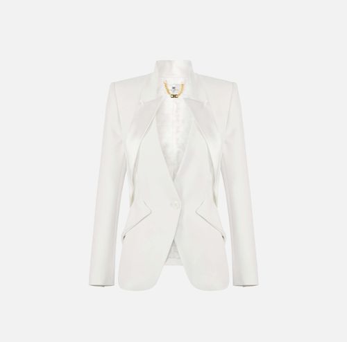 Jacket in lightweight crêpe fabric with satin lapels