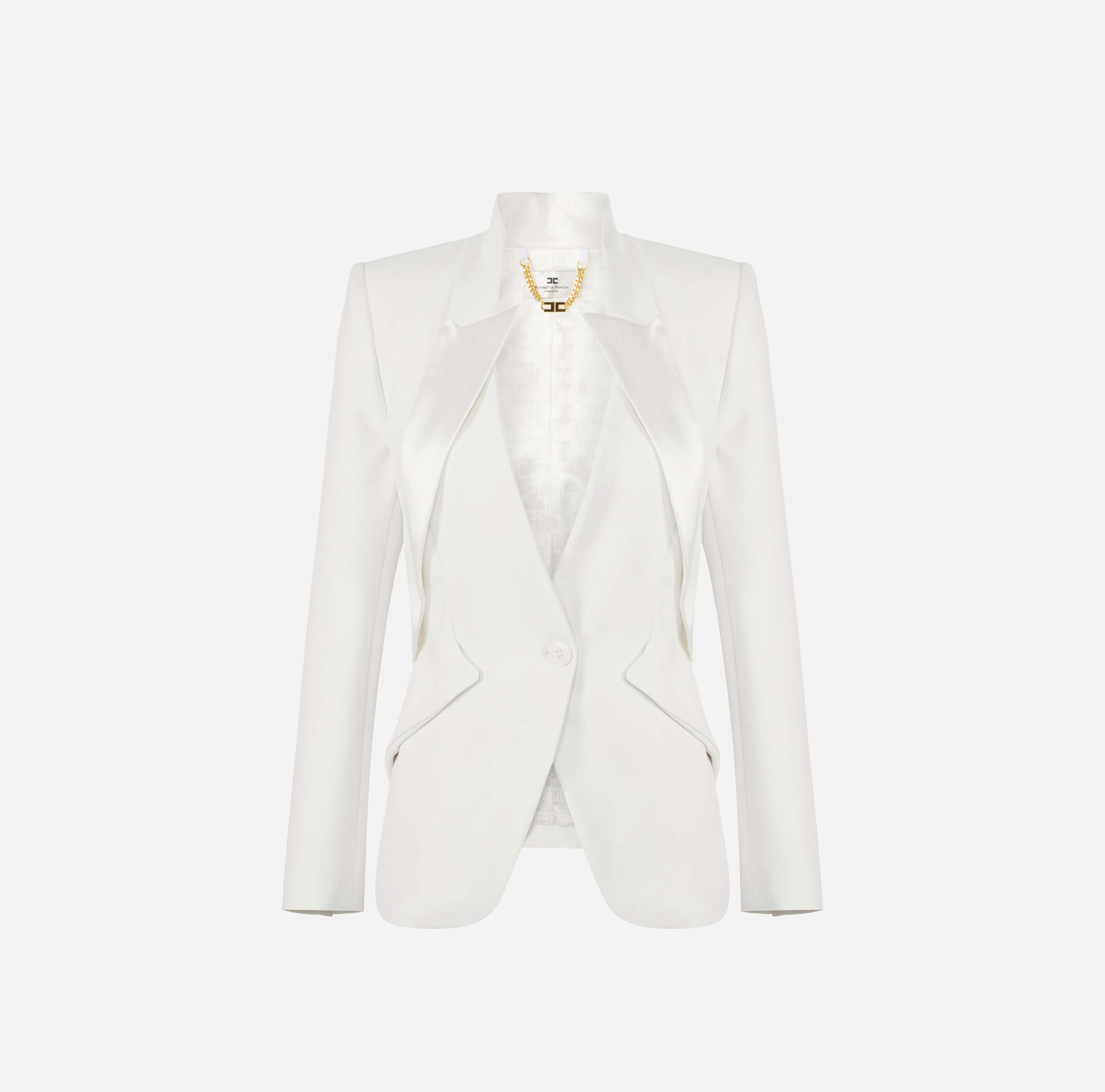 Jacket in lightweight crêpe fabric with satin lapels