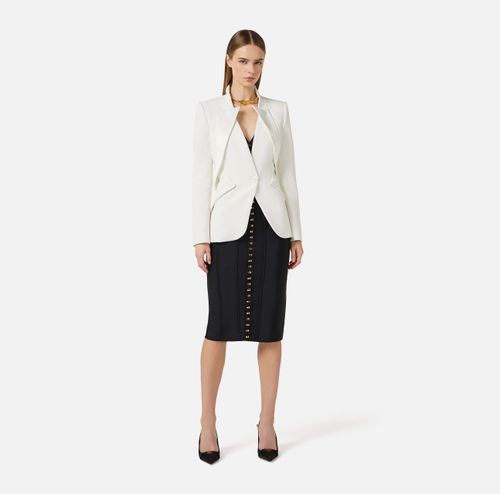 Jacket in lightweight crêpe fabric with satin lapels