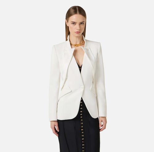 Jacket in lightweight crêpe fabric with satin lapels