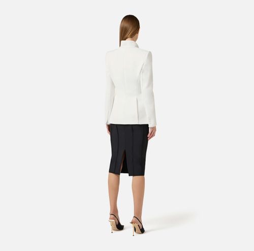 Jacket in lightweight crêpe fabric with satin lapels