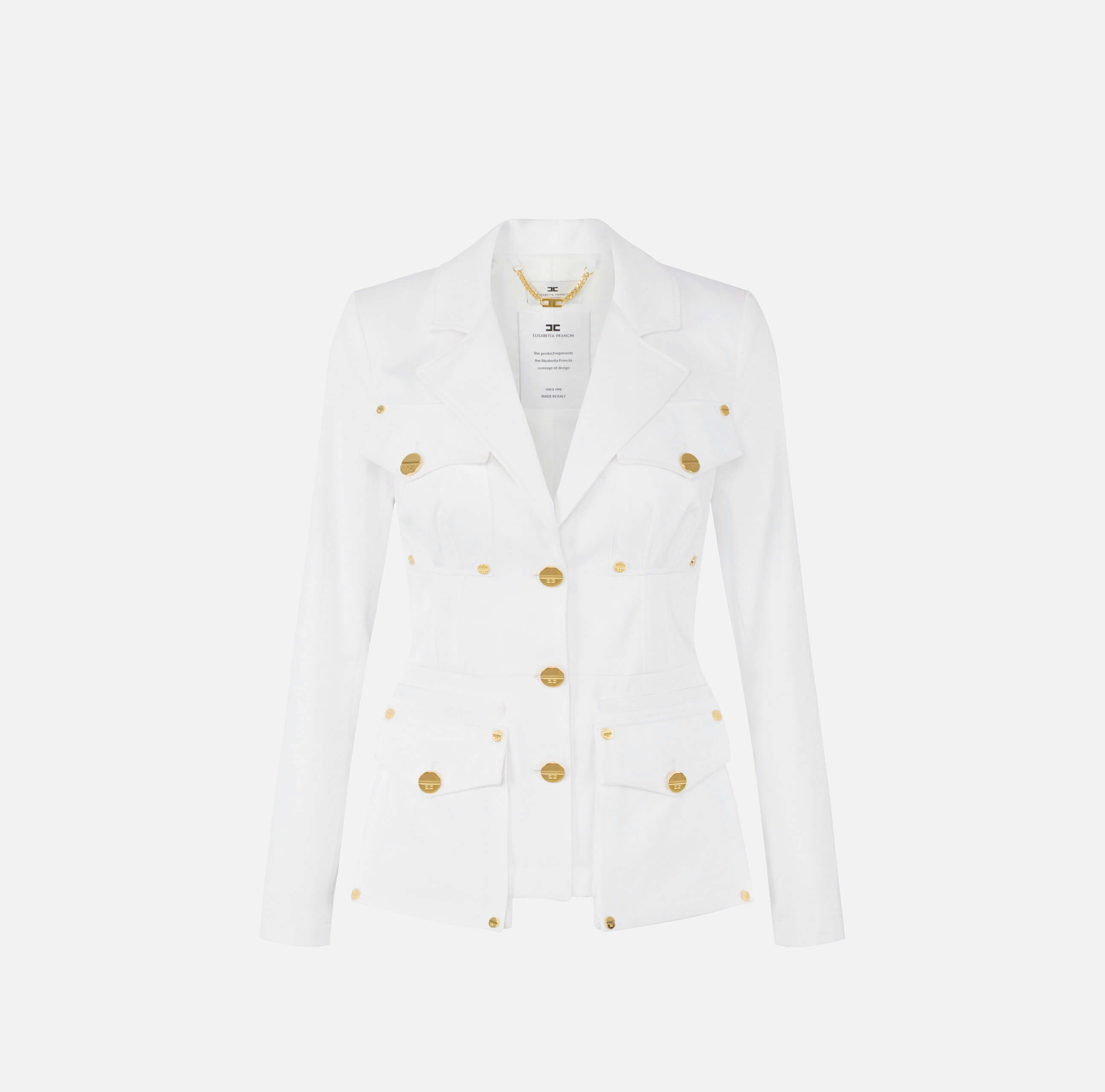 Cotton gabardine jacket with cargo pockets