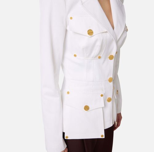 Cotton gabardine jacket with cargo pockets