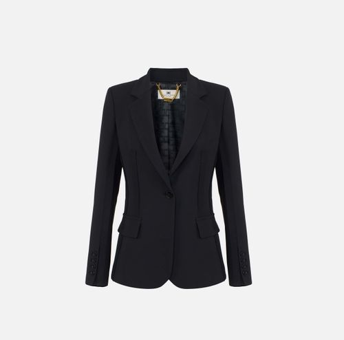 Jacket in double layer stretch crêpe fabric with raw-edge trims