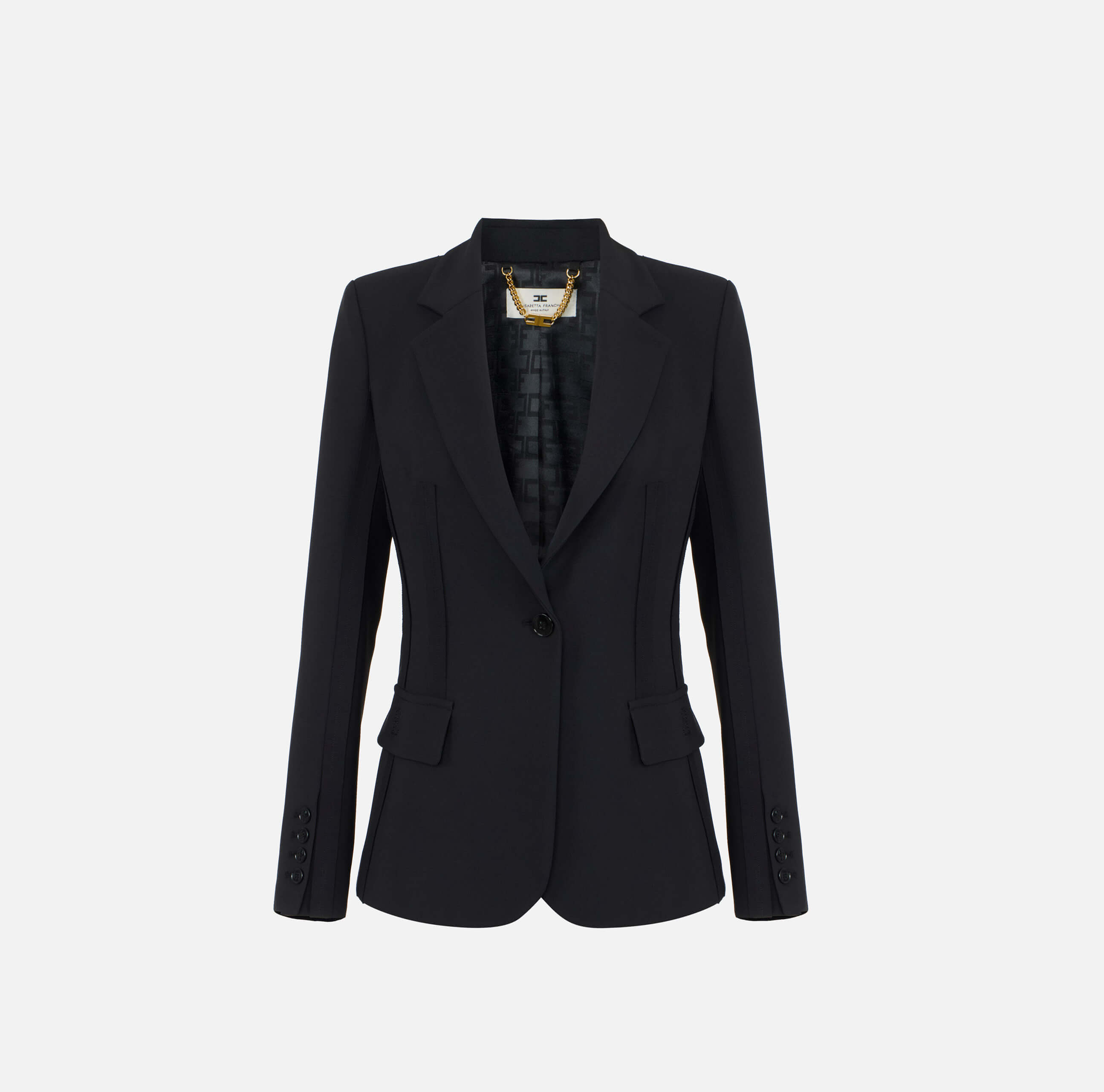 Jacket in double layer stretch crêpe fabric with raw-edge trims