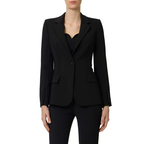 Jacket in double layer stretch crêpe fabric with raw-edge trims