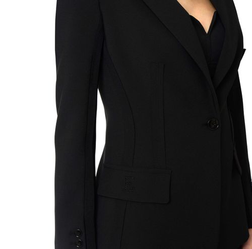Jacket in double layer stretch crêpe fabric with raw-edge trims