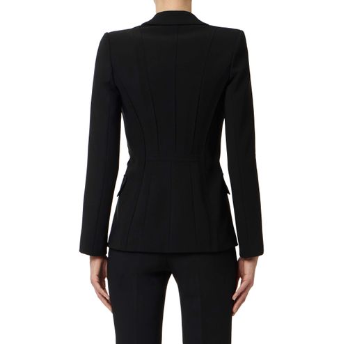 Jacket in double layer stretch crêpe fabric with raw-edge trims