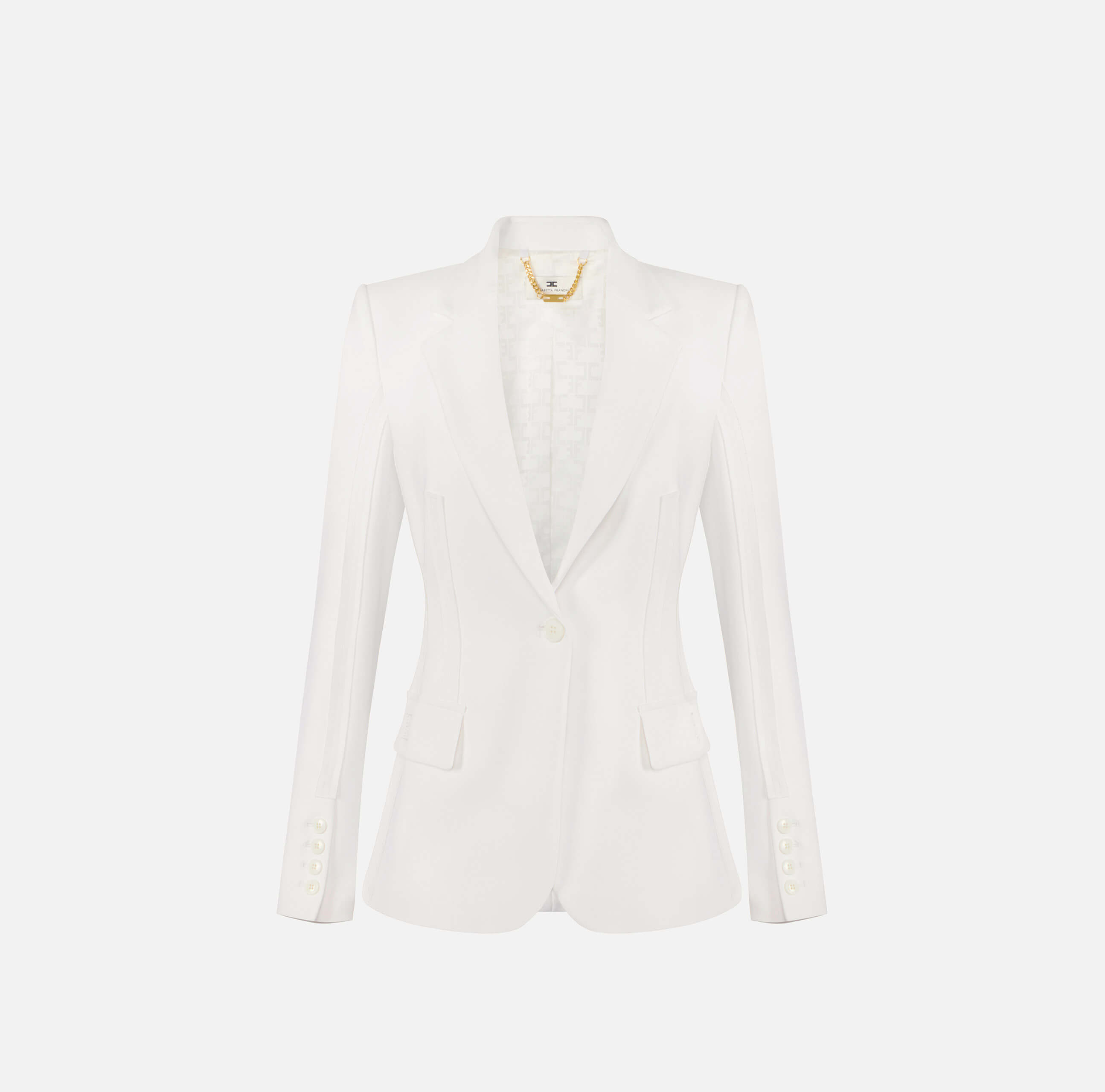Jacket in double layer stretch crêpe fabric with raw-edge trims