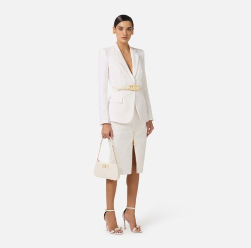 Jacket in double layer stretch crêpe fabric with raw-edge trims