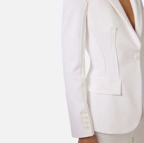 Jacket in double layer stretch crêpe fabric with raw-edge trims