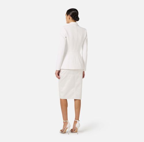 Jacket in double layer stretch crêpe fabric with raw-edge trims