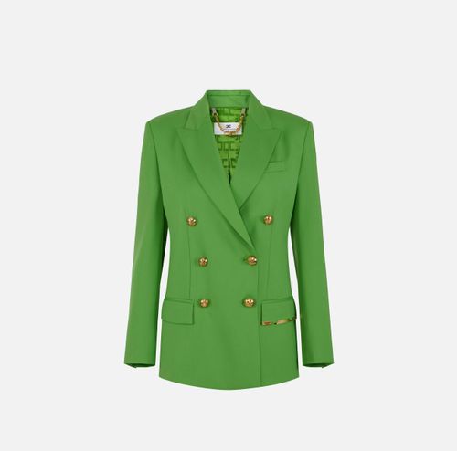 Cool wool jacket with jewel plaque