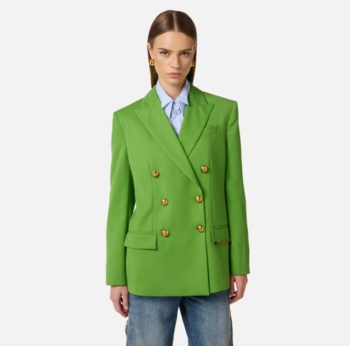 Cool wool jacket with jewel plaque