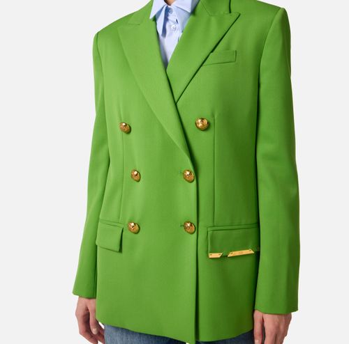 Cool wool jacket with jewel plaque