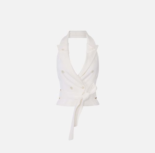 Gabardine waistcoat with belt