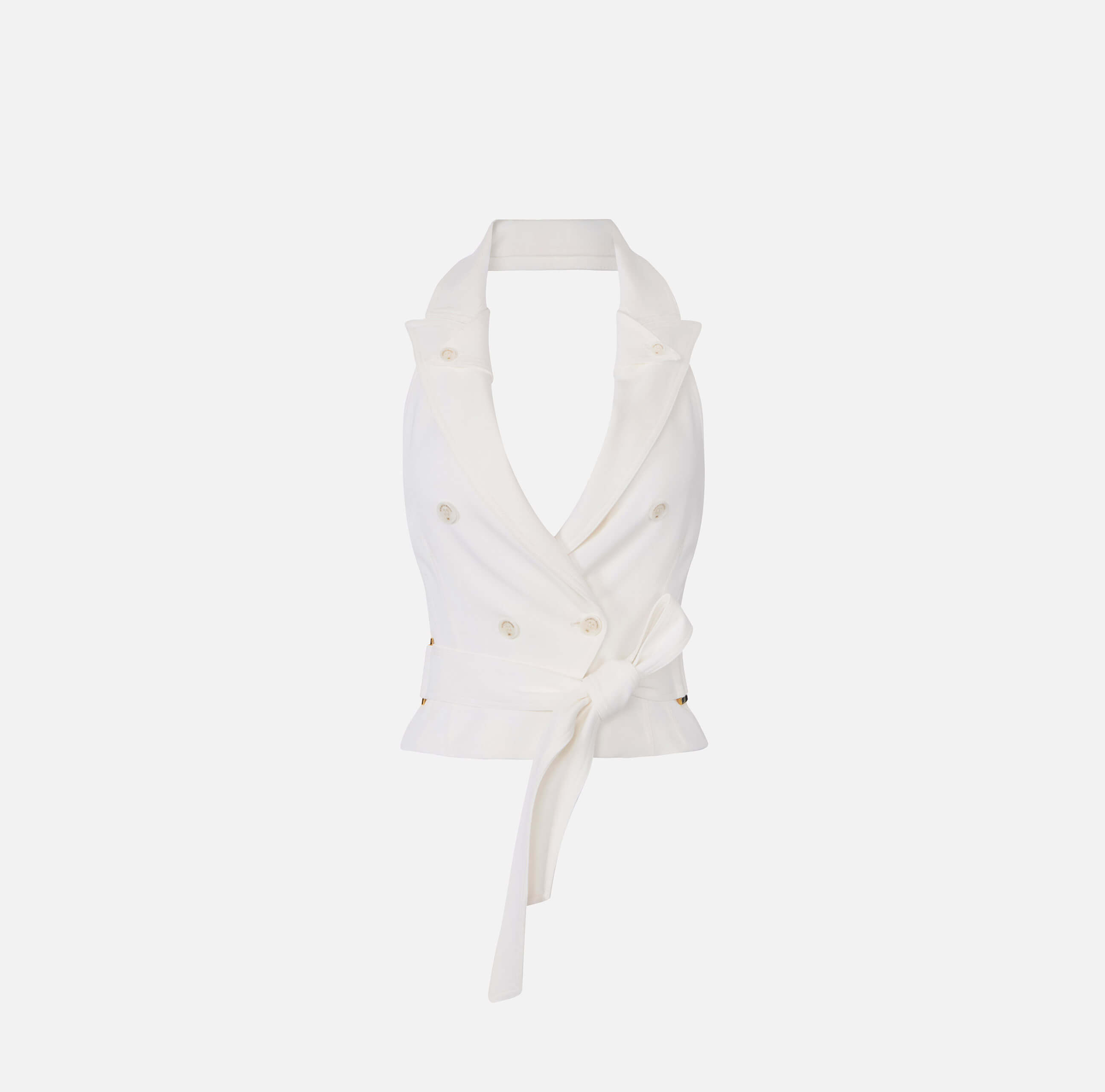 Gabardine waistcoat with belt