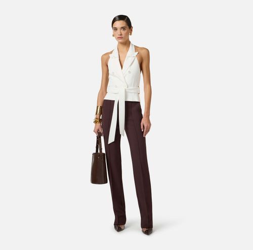Gabardine waistcoat with belt