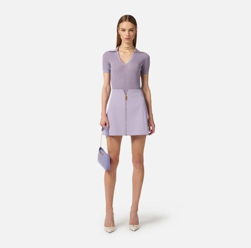 Miniskirt in double layer stretch crêpe fabric